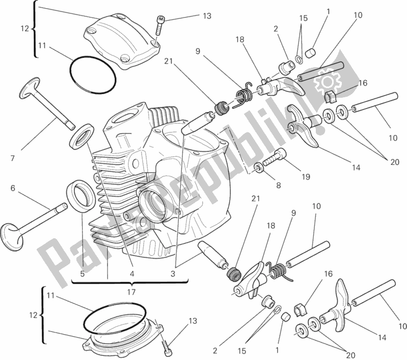 All parts for the Horizontal Cylinder Head of the Ducati Monster 795 ABS EU Thailand 2013